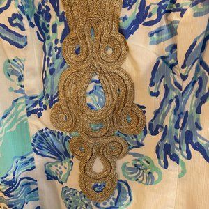 Lilly Pulitzer Dress Blue, White, Gold
